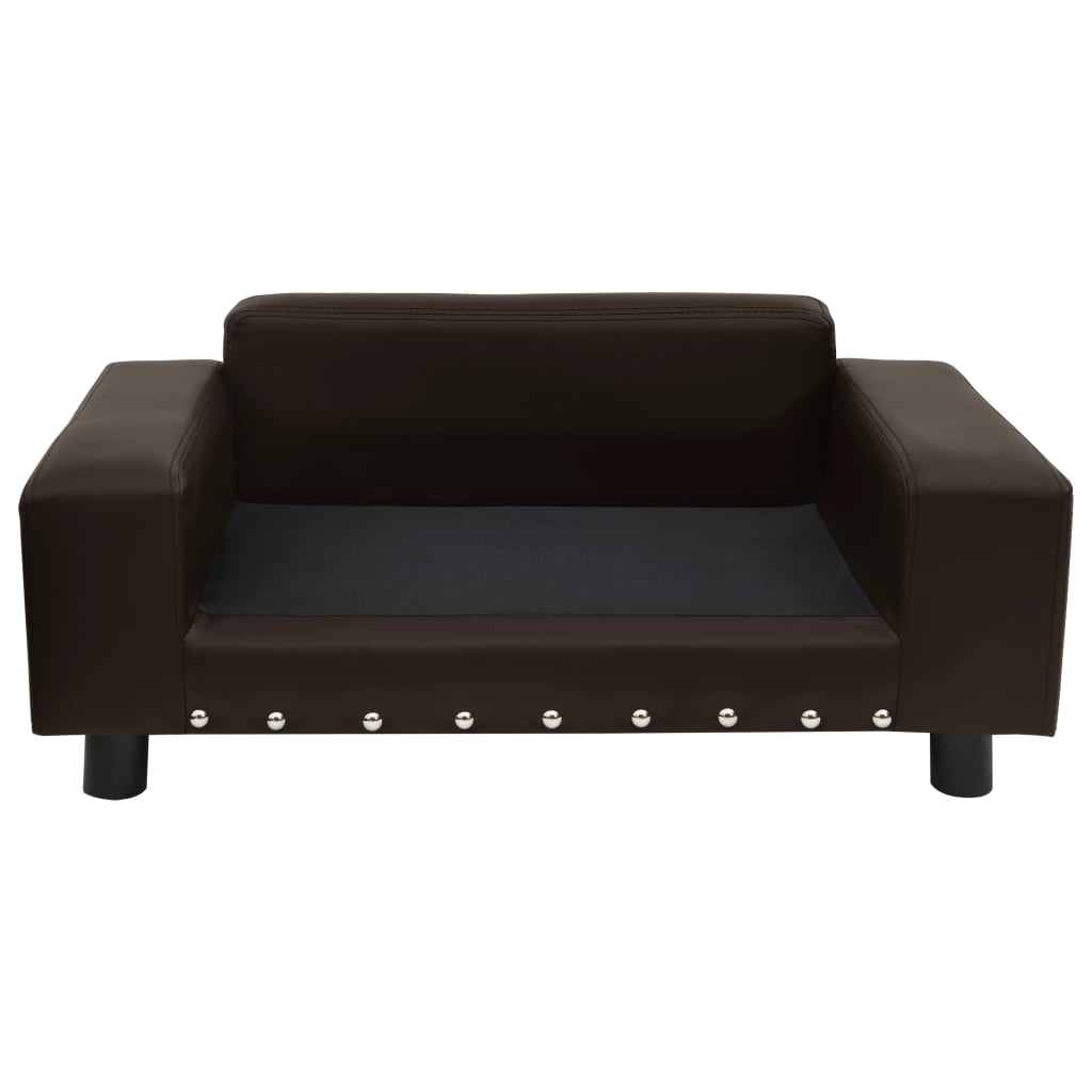 vidaXL Canapé pour chien Marron 81x43x31 cm Peluche et similicuir