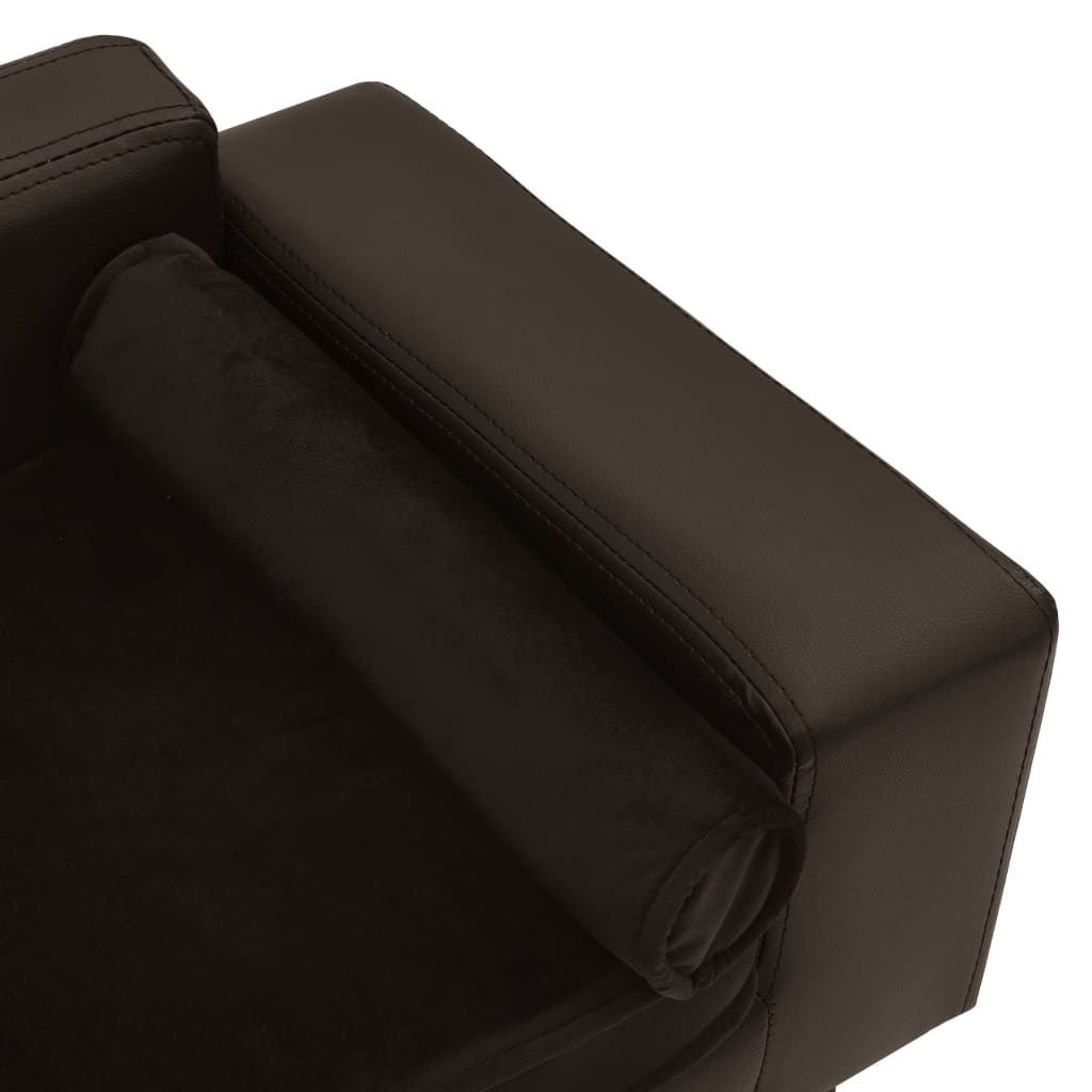 vidaXL Canapé pour chien Marron 81x43x31 cm Peluche et similicuir
