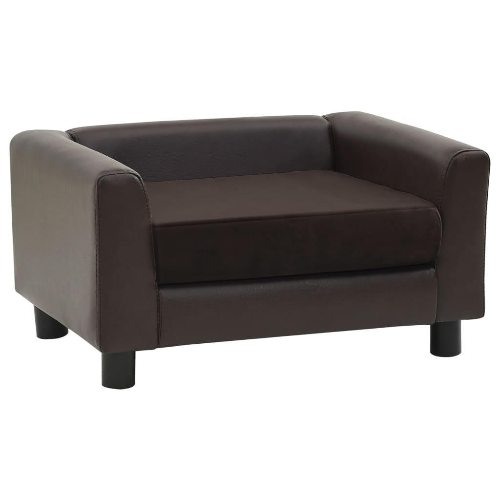 vidaXL Canapé pour chien Marron 60x43x30 cm Peluche et similicuir