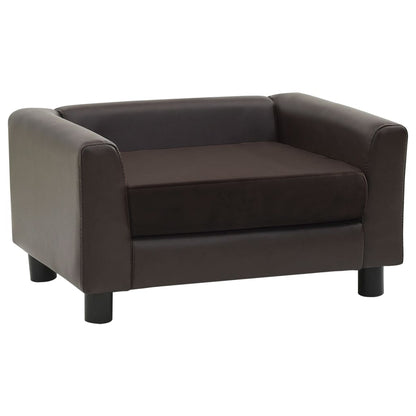 vidaXL Canapé pour chien Marron 60x43x30 cm Peluche et similicuir