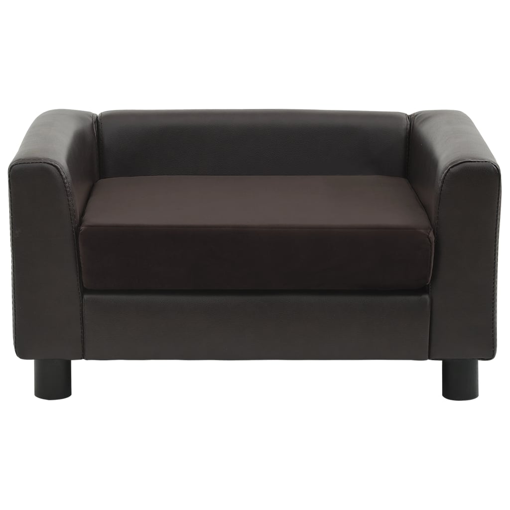 vidaXL Canapé pour chien Marron 60x43x30 cm Peluche et similicuir