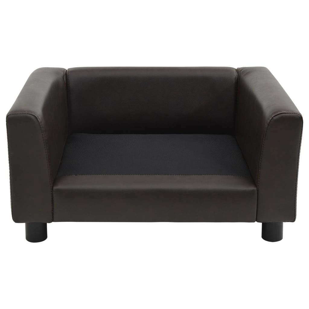 vidaXL Canapé pour chien Marron 60x43x30 cm Peluche et similicuir