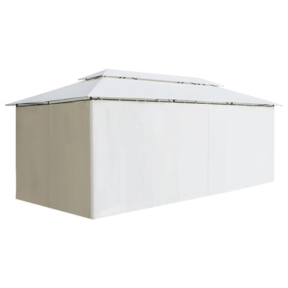 vidaXL Belvédère avec rideaux 600x298x270 cm Blanc 180 g/m²