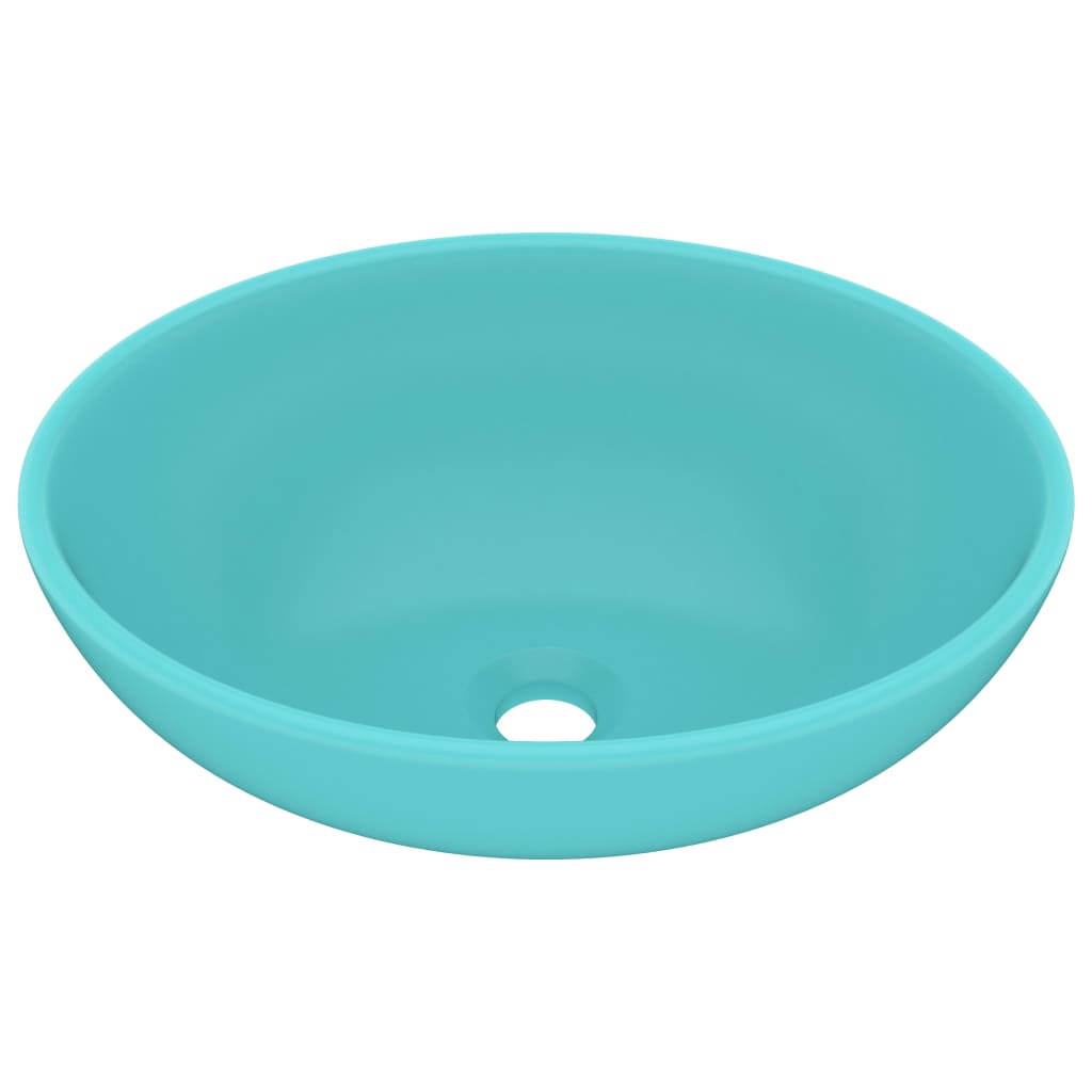 vidaXL Lavabo ovale de luxe Vert clair mat 40x33 cm Céramique