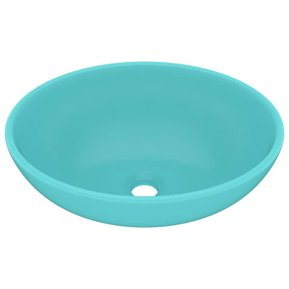 vidaXL Lavabo ovale de luxe Vert clair mat 40x33 cm Céramique