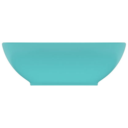 vidaXL Lavabo ovale de luxe Vert clair mat 40x33 cm Céramique