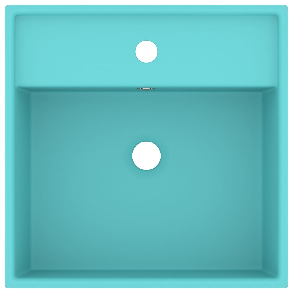 vidaXL Lavabo carré à trop-plein Vert clair mat 41x41 cm Céramique