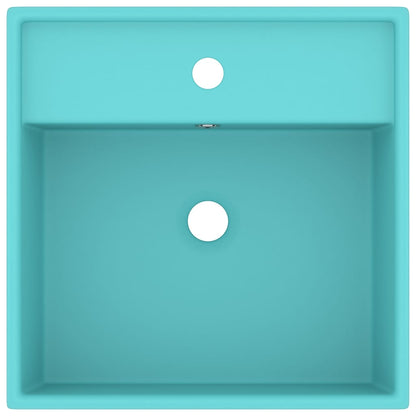 vidaXL Lavabo carré à trop-plein Vert clair mat 41x41 cm Céramique