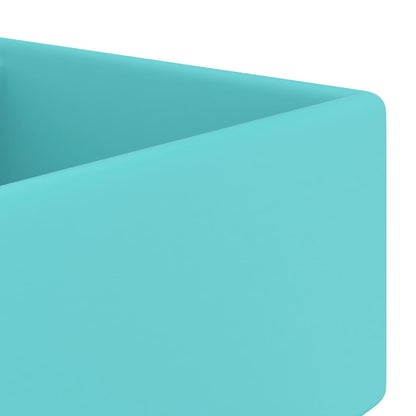 vidaXL Lavabo carré à trop-plein Vert clair mat 41x41 cm Céramique