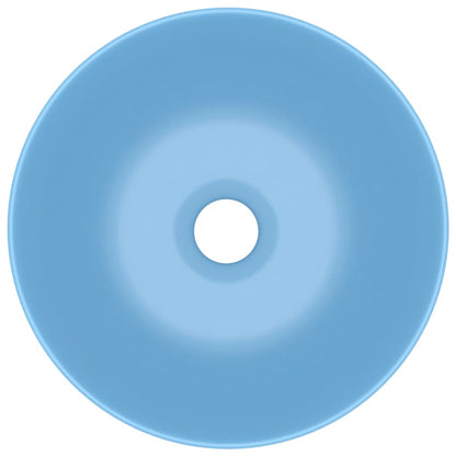 vidaXL Lavabo de salle de bain Céramique Bleu clair Rond