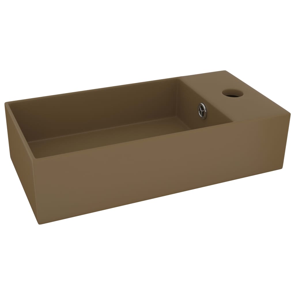 vidaXL Lavabo de salle de bain avec trop-plein Céramique Crème mat