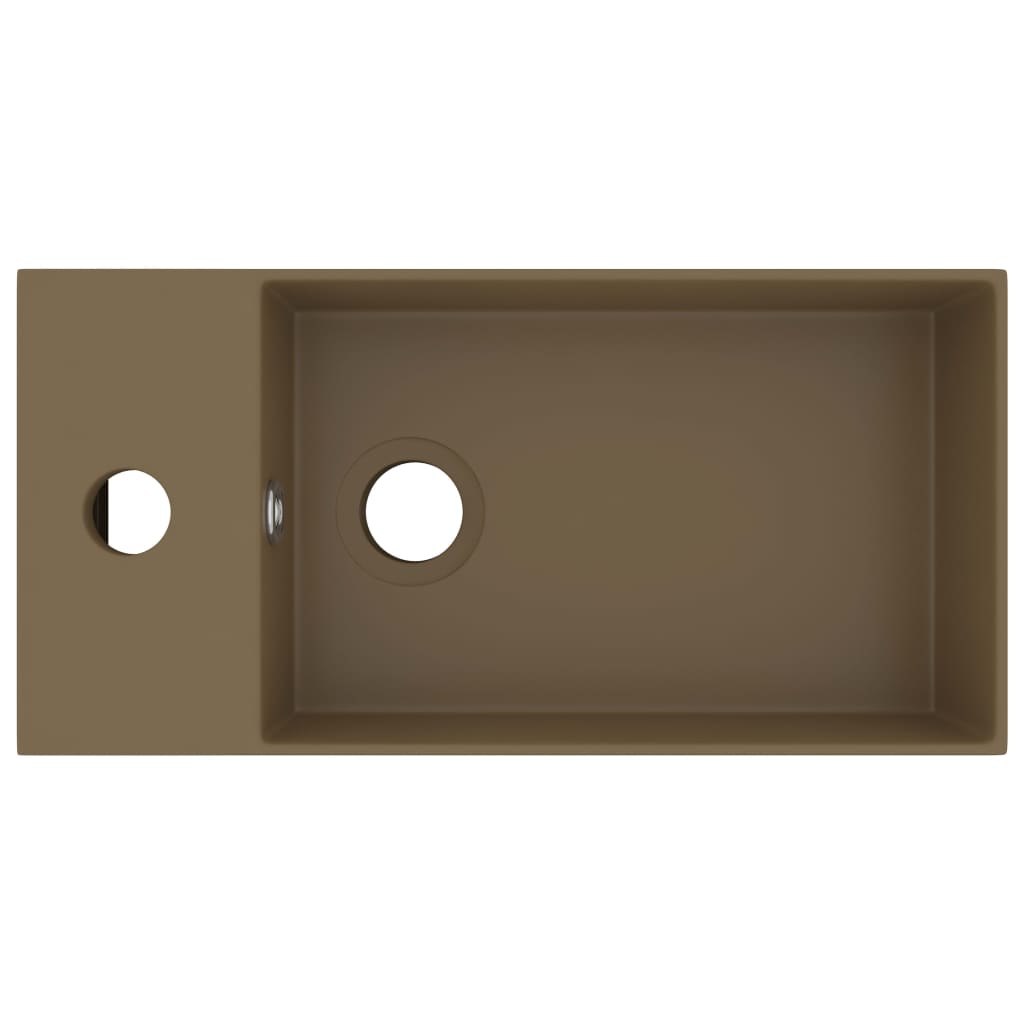 vidaXL Lavabo de salle de bain avec trop-plein Céramique Crème mat