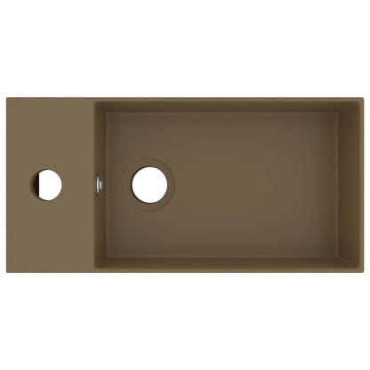 vidaXL Lavabo de salle de bain avec trop-plein Céramique Crème mat