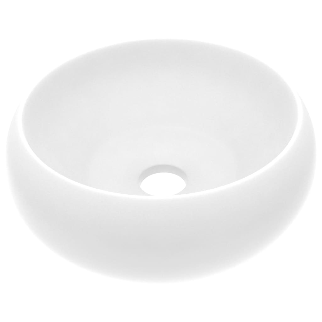 vidaXL Lavabo rond de luxe Blanc mat 40x15 cm Céramique