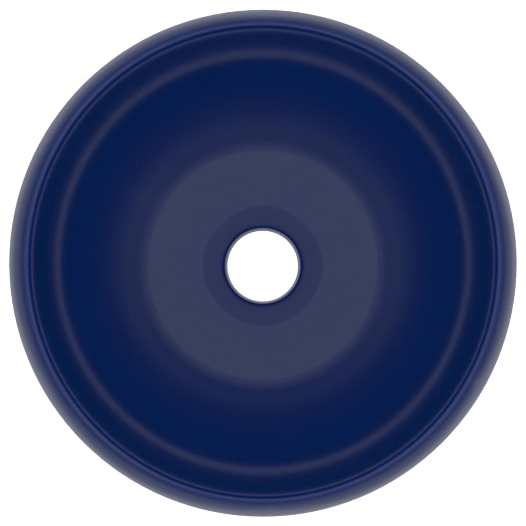 vidaXL Lavabo rond de luxe Bleu foncé mat 40x15 cm Céramique