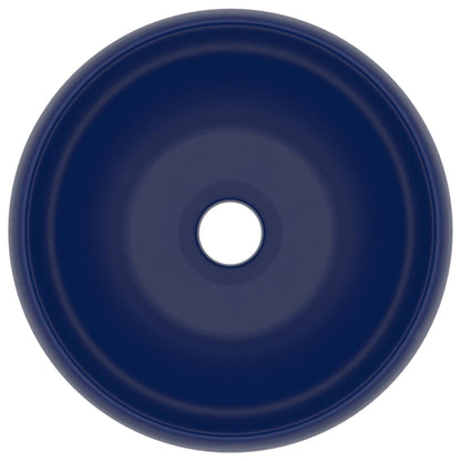 vidaXL Lavabo rond de luxe Bleu foncé mat 40x15 cm Céramique