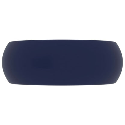 vidaXL Lavabo rond de luxe Bleu foncé mat 40x15 cm Céramique