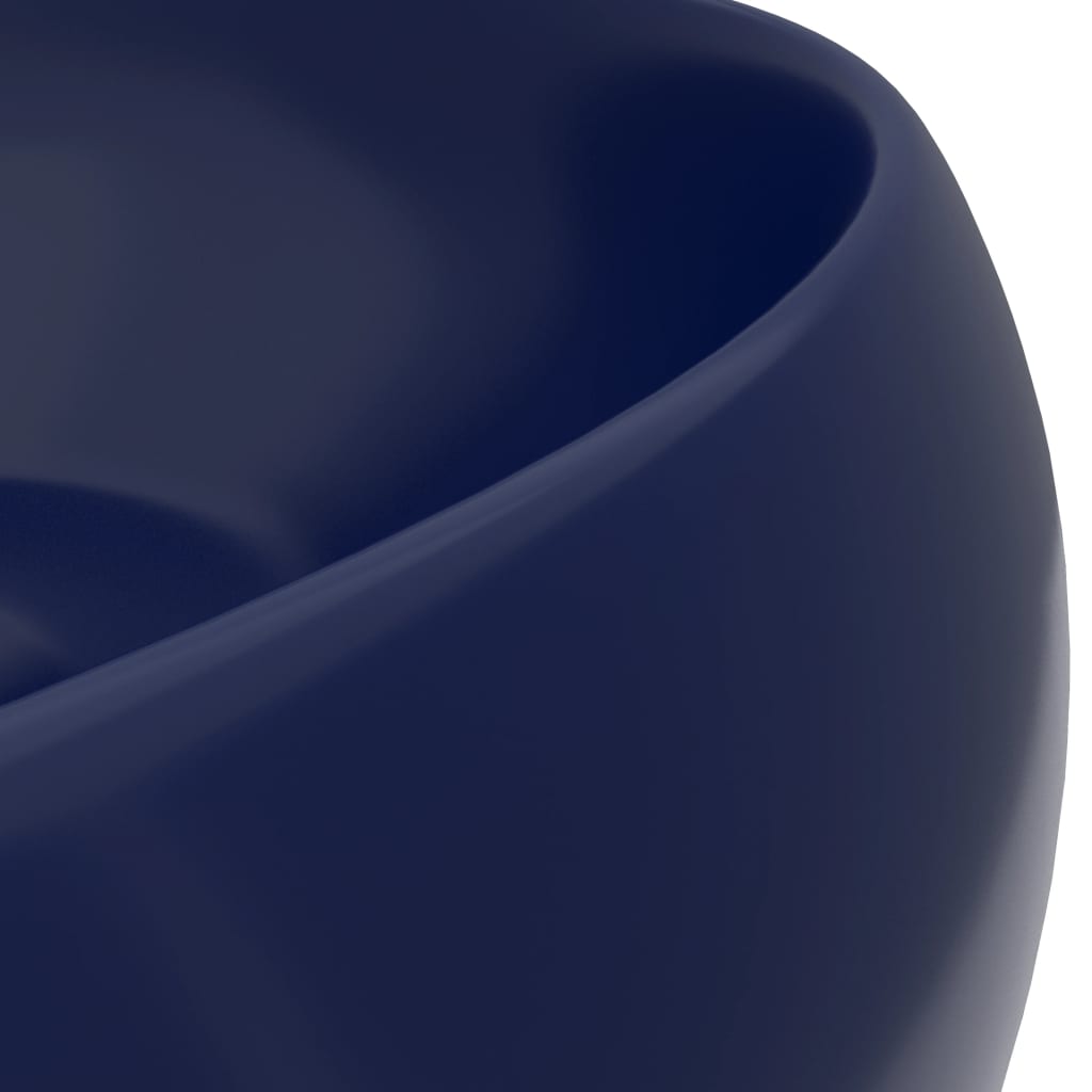 vidaXL Lavabo rond de luxe Bleu foncé mat 40x15 cm Céramique