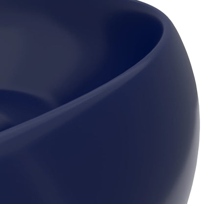 vidaXL Lavabo rond de luxe Bleu foncé mat 40x15 cm Céramique