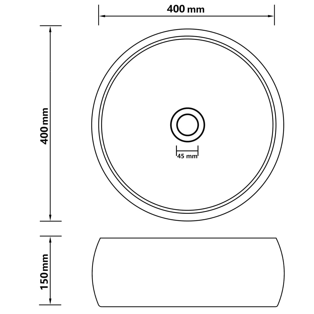 vidaXL Lavabo rond de luxe Bleu foncé mat 40x15 cm Céramique