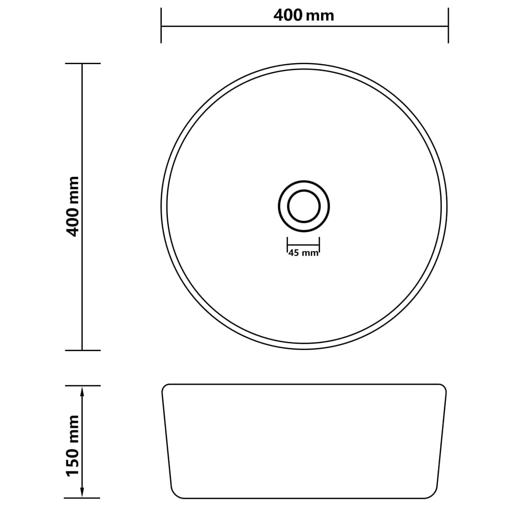 vidaXL Lavabo rond de luxe Blanc mat 40x15 cm Céramique