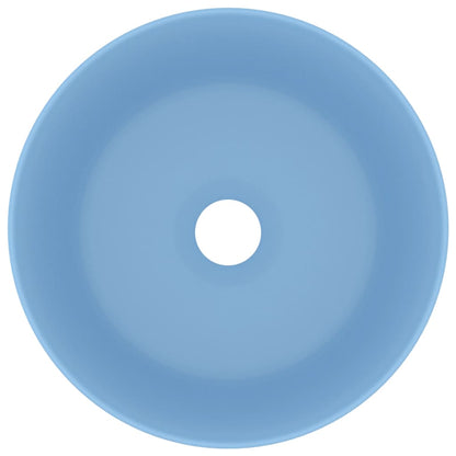 vidaXL Lavabo rond de luxe Bleu clair mat 40x15 cm Céramique