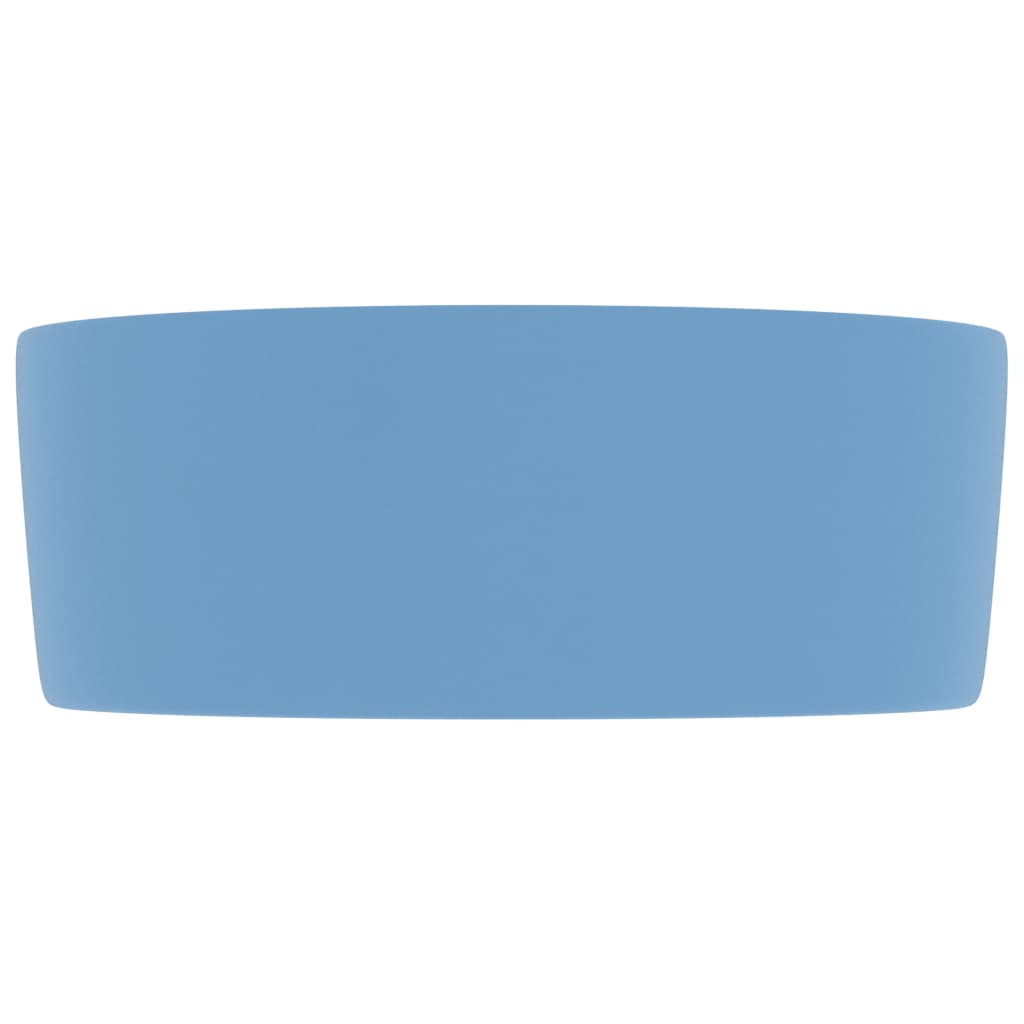 vidaXL Lavabo rond de luxe Bleu clair mat 40x15 cm Céramique