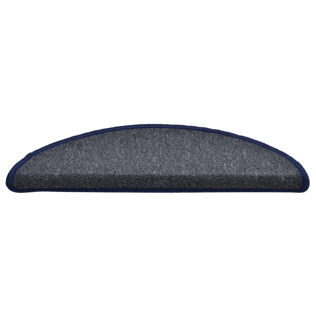 vidaXL Tapis de marches d'escalier 15 pcs Gris foncé et bleu 56x17x3cm