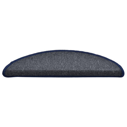 vidaXL Tapis de marches d'escalier 15 pcs Gris foncé et bleu 56x17x3cm