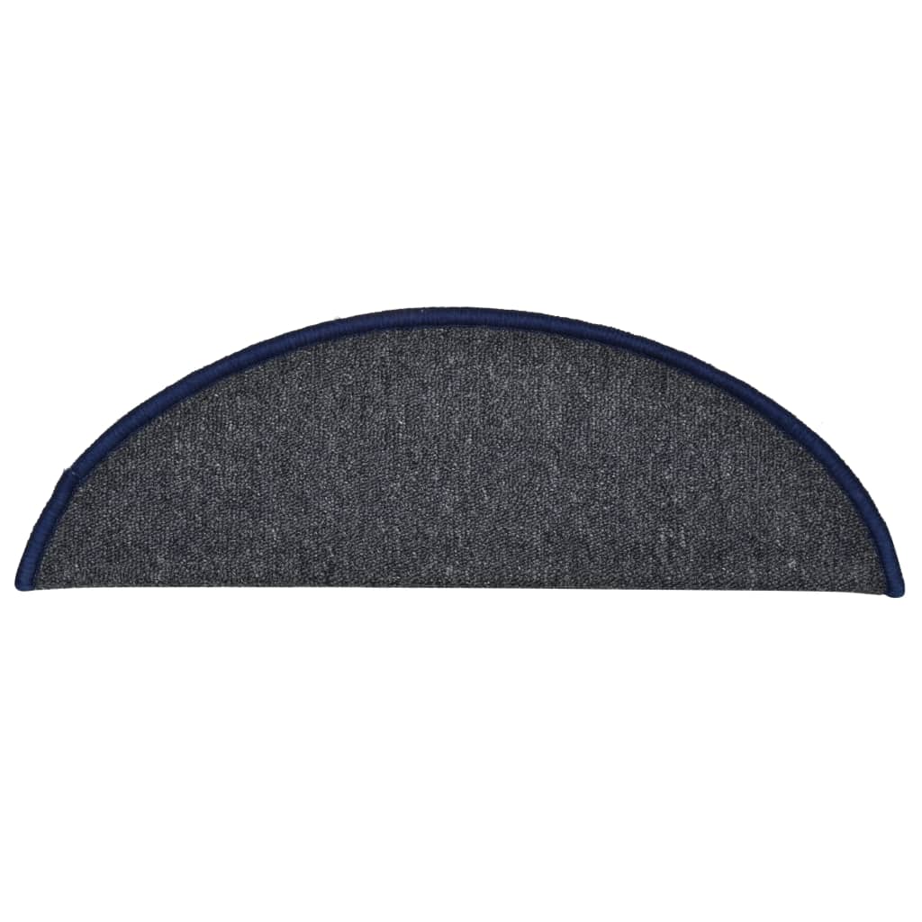 vidaXL Tapis de marches d'escalier 15 pcs Gris foncé et bleu 56x17x3cm