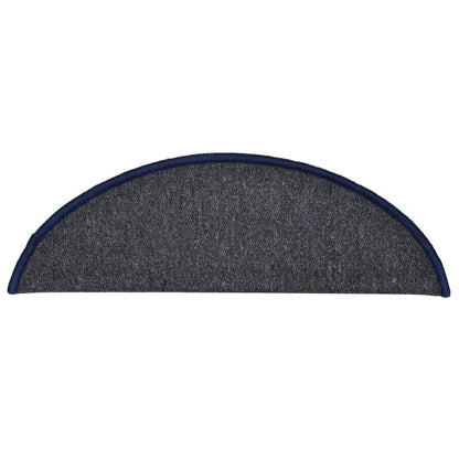vidaXL Tapis de marches d'escalier 15 pcs Gris foncé et bleu 56x17x3cm