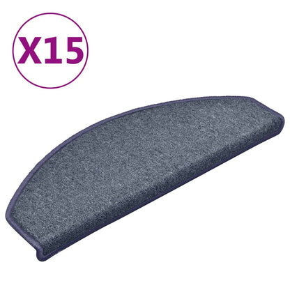 vidaXL Tapis de marches d'escalier 15 pcs Gris foncé et bleu 65x24x4cm