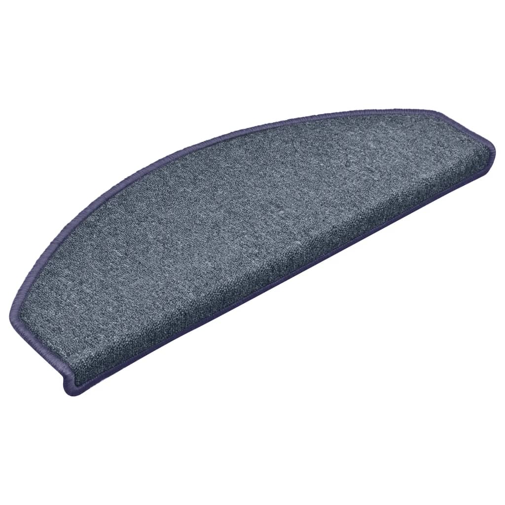 vidaXL Tapis de marches d'escalier 15 pcs Gris foncé et bleu 65x24x4cm