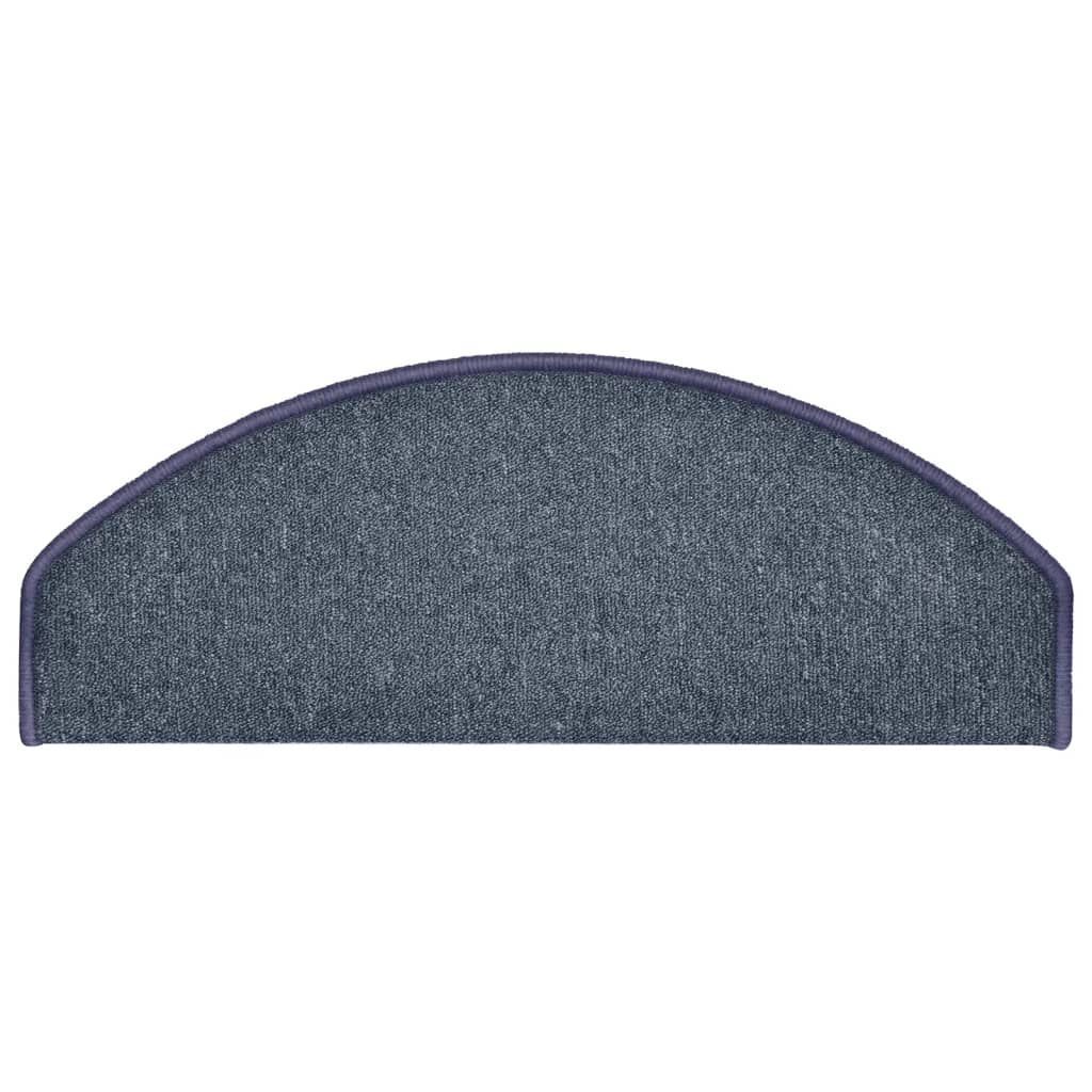 vidaXL Tapis de marches d'escalier 15 pcs Gris foncé et bleu 65x24x4cm