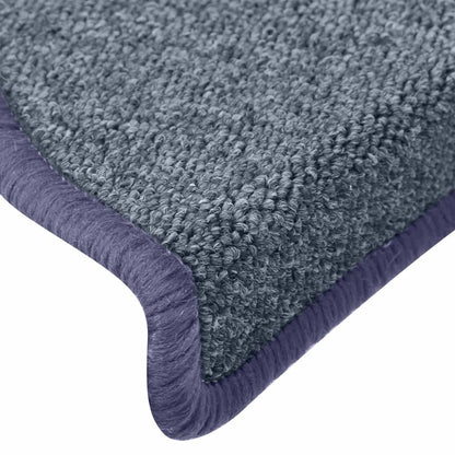 vidaXL Tapis de marches d'escalier 15 pcs Gris foncé et bleu 65x24x4cm
