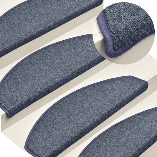 vidaXL Tapis de marches d'escalier 15 pcs Gris foncé et bleu 65x24x4cm