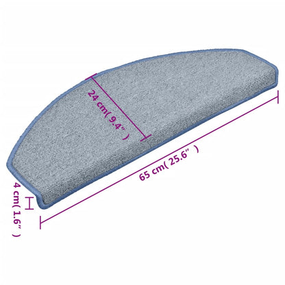 vidaXL Tapis de marches d'escalier 15 pcs Gris clair et bleu 65x24x4cm