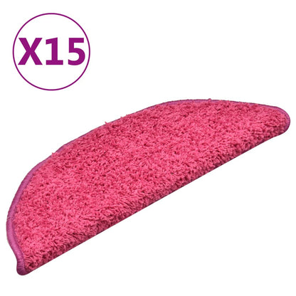 vidaXL Tapis de marches d'escalier 15 pcs Rose 56x17x3 cm
