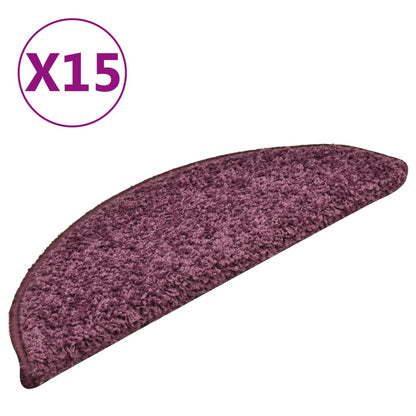 vidaXL Tapis de marches d'escalier 15 pcs Violet foncé 56x17x3 cm