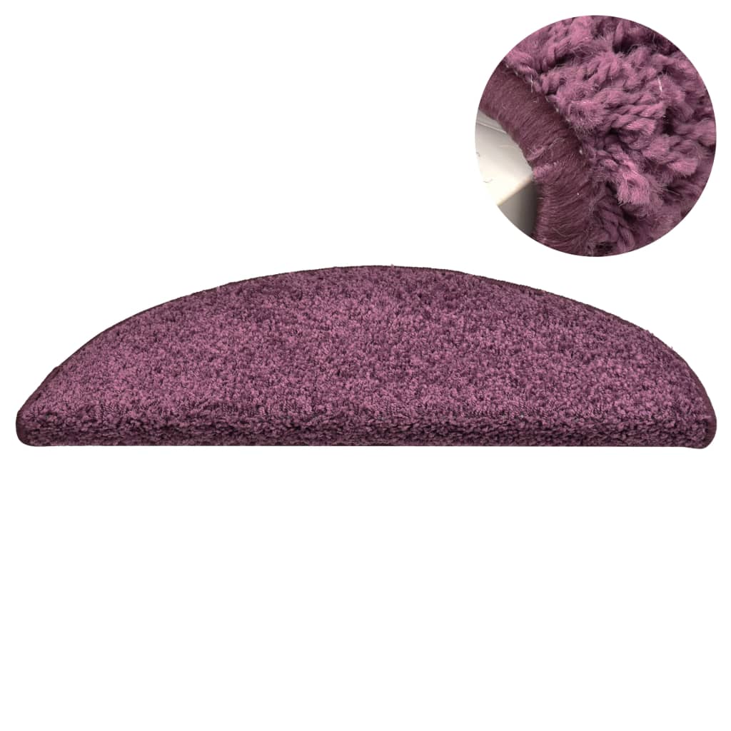 vidaXL Tapis de marches d'escalier 15 pcs Violet foncé 56x17x3 cm