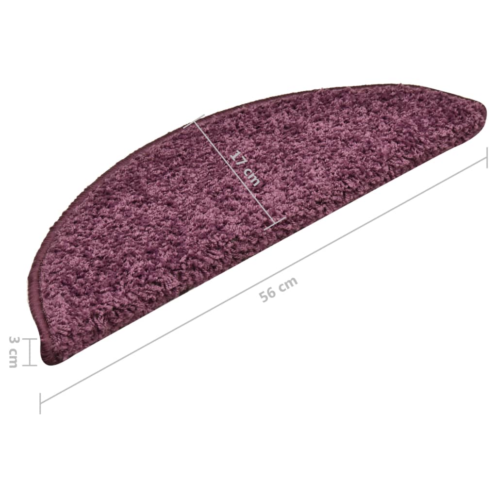 vidaXL Tapis de marches d'escalier 15 pcs Violet foncé 56x17x3 cm