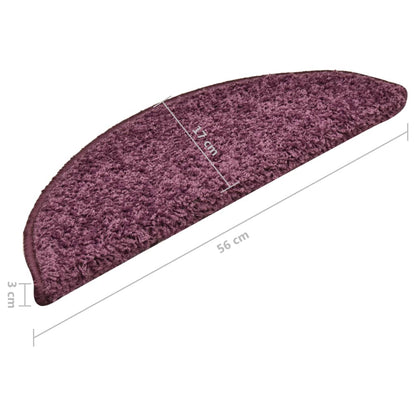 vidaXL Tapis de marches d'escalier 15 pcs Violet foncé 56x17x3 cm