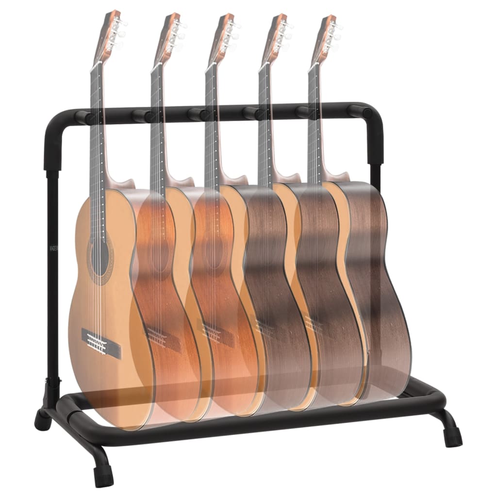vidaXL Support de guitare pliable avec 5sections noir 74x41x66cm acier