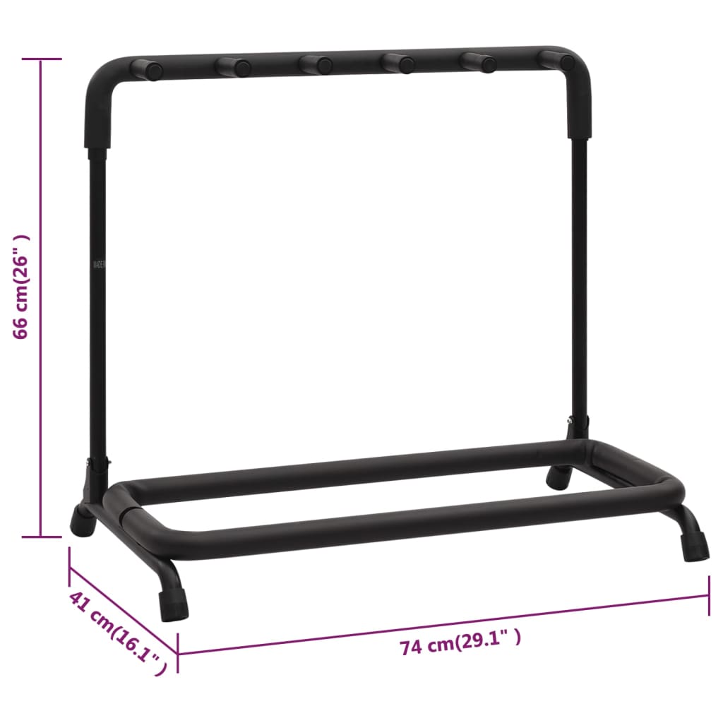 vidaXL Support de guitare pliable avec 5sections noir 74x41x66cm acier