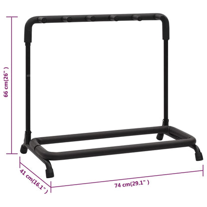 vidaXL Support de guitare pliable avec 5sections noir 74x41x66cm acier