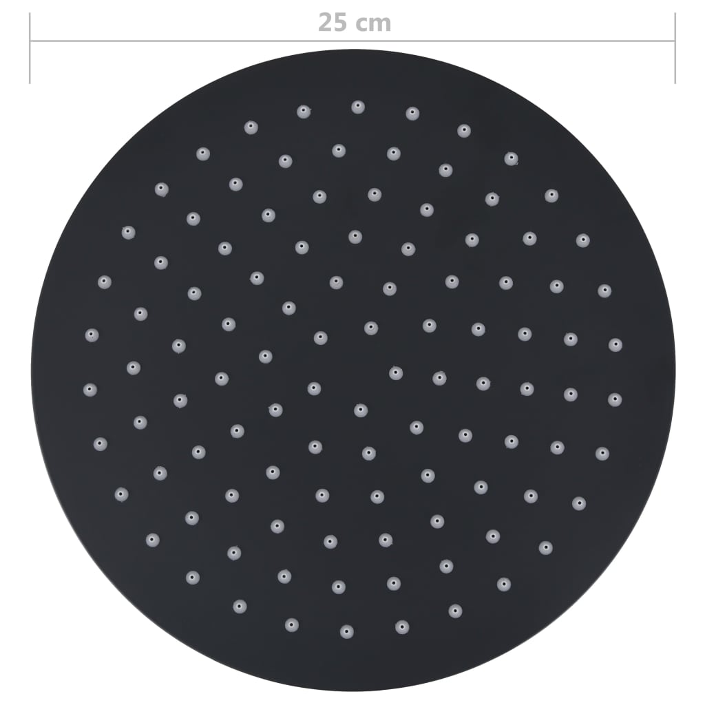 vidaXL Pomme de douche pluie Acier inoxydable 25 cm Ronde Noir
