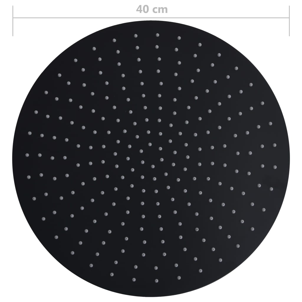 vidaXL Pomme de douche pluie Acier inoxydable 40 cm Ronde Noir