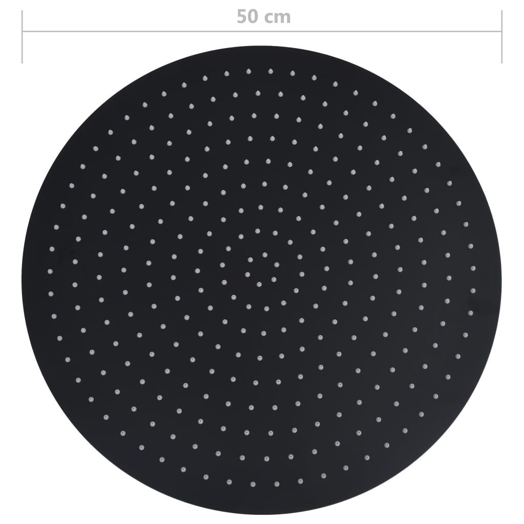 vidaXL Pomme de douche pluie Acier inoxydable 50 cm Ronde Noir