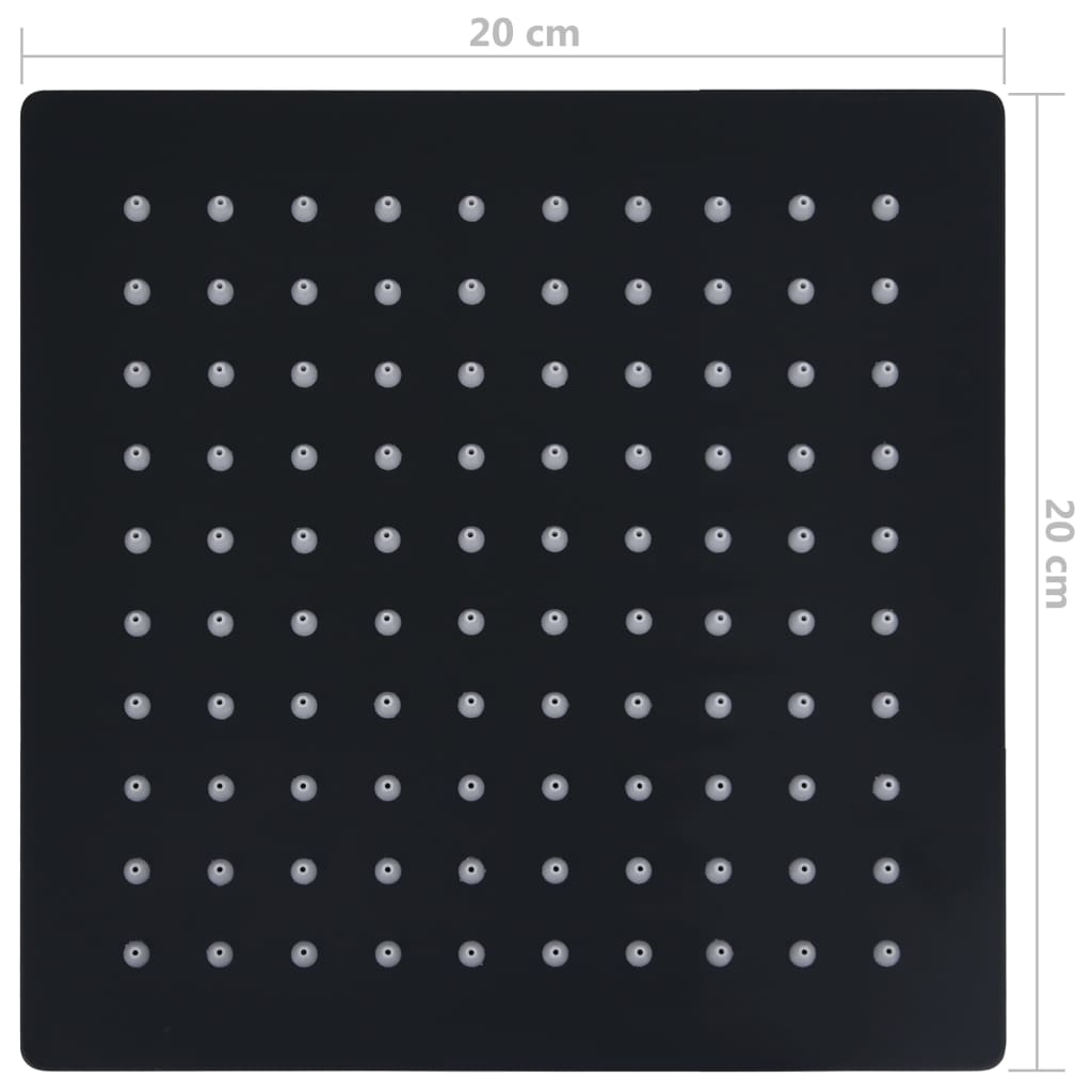 vidaXL Pomme de douche pluie Acier inoxydable 20x20 cm Carrée Noir