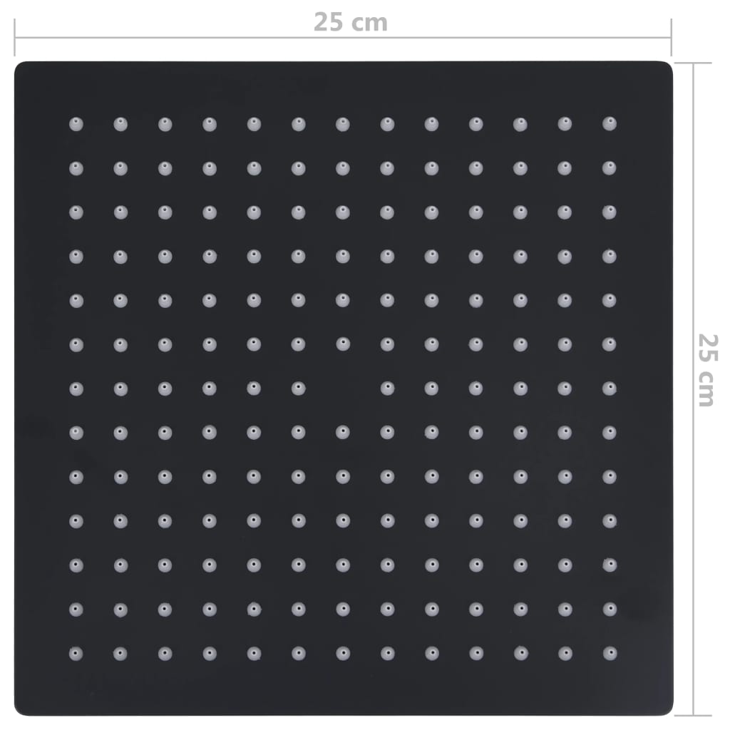 vidaXL Pomme de douche pluie Acier inoxydable 25x25 cm Carrée Noir